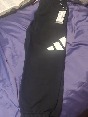 adidas Black Joggers with White Trefoil Accent NWT